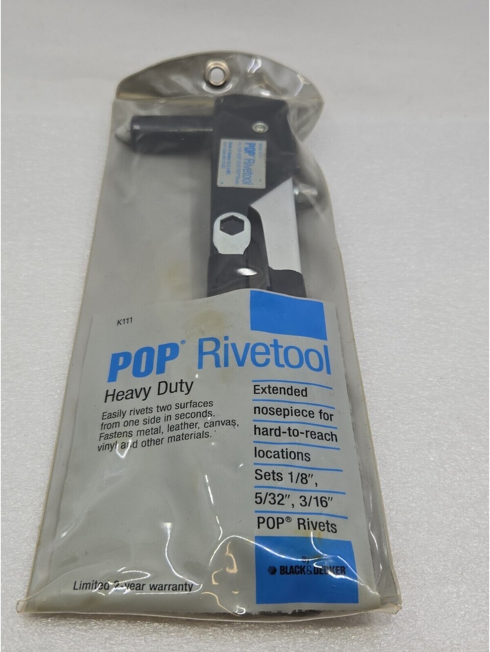 POP K111 Hand Riveter Metal Tool for 1/8, 5/32, 3/16 in Rivets Black & Decker